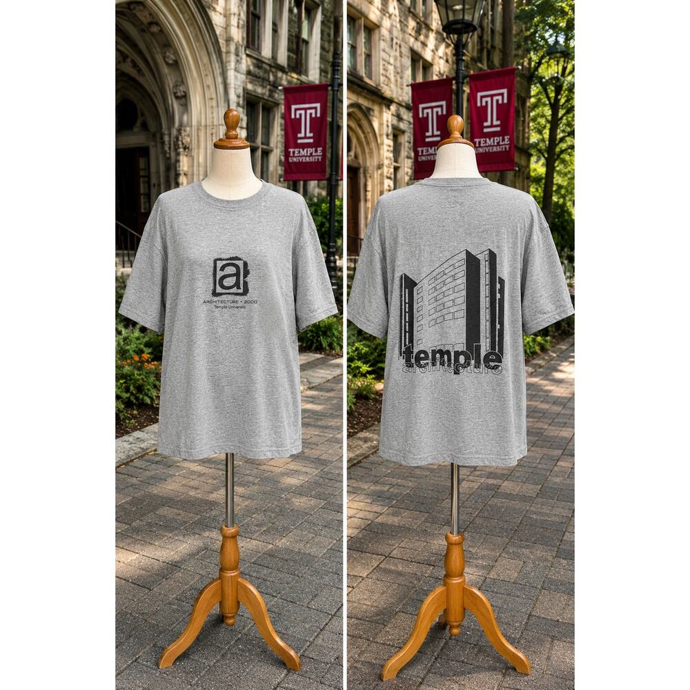 Vintage Temple University Architecture 2000 Graphic Tee XL Gray